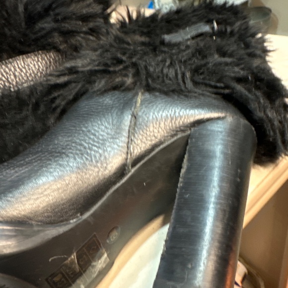 MK boots black pebbled leather winter boots fur lined - Picture 7 of 16